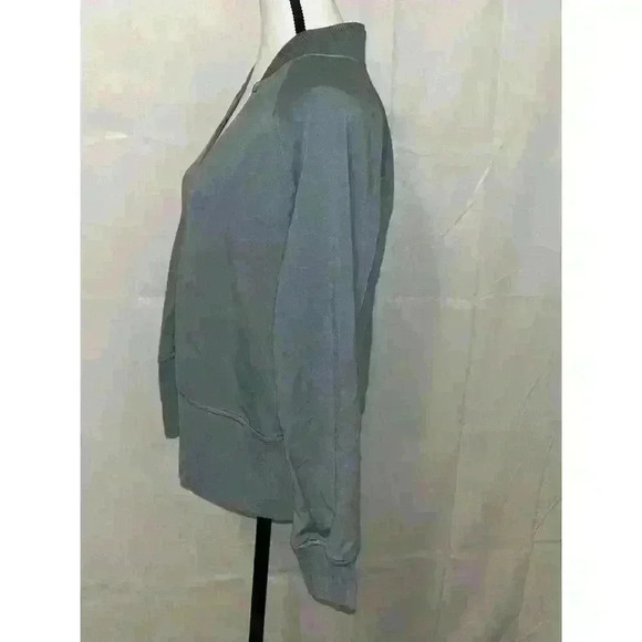 Athleta Eastbound Pullover Sweatshirt Woman's Sz XL Minimalistic Grey Muted Aqua - Picture 3 of 6
